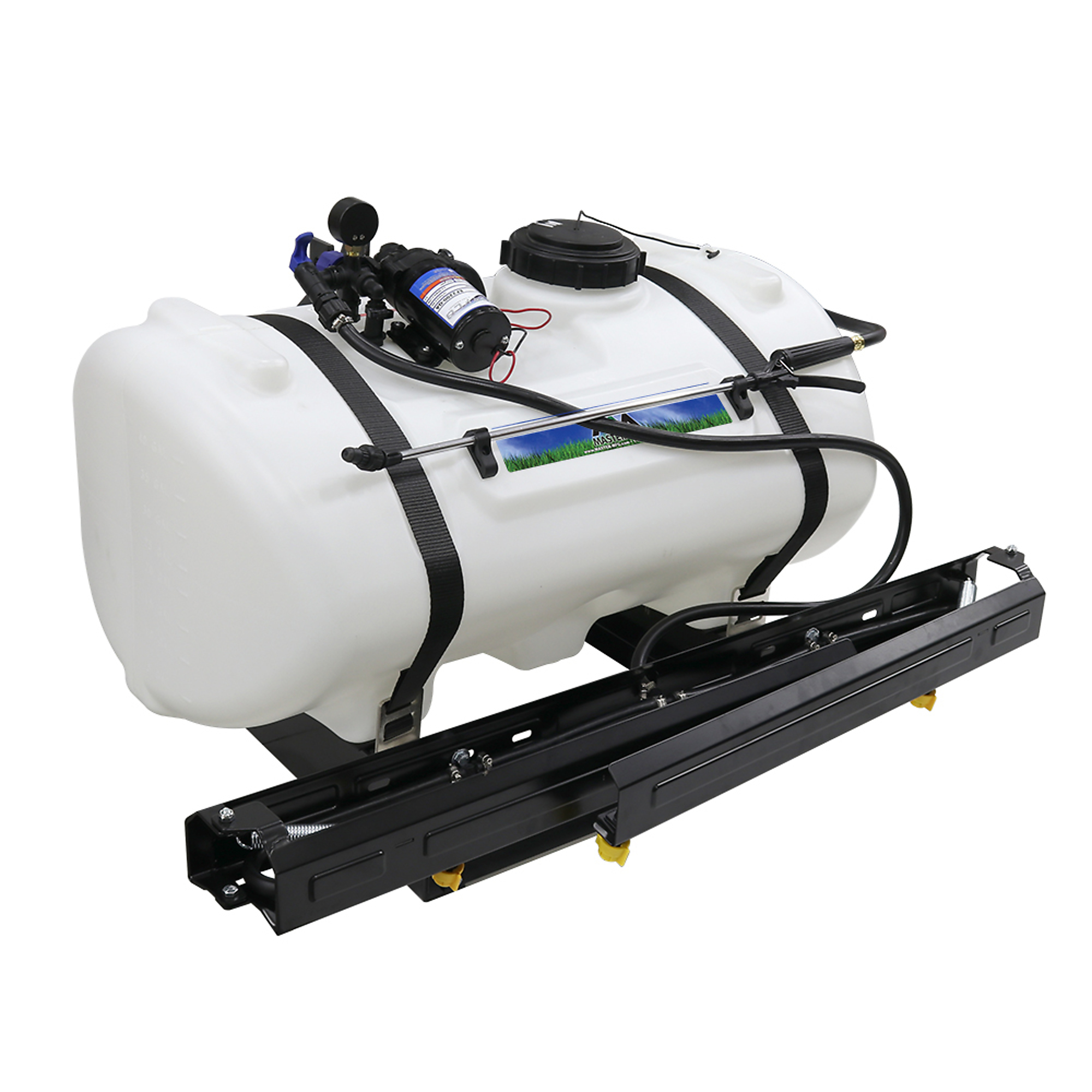 Master MFG, 40-Gal 3-Pt Broadcast Sprayer - 2.2GPM, 10ft. Swath, Tank Size 40 Gal, Flow 2.2 GPM, Pressure 70 PSI, Model# S3O-51-040A-MM